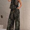New Women's Sleeveless Vest And Trousers Two Piece Set Fashion Solid Color Two Piece Round Neck Top Pants Suit Casual Set