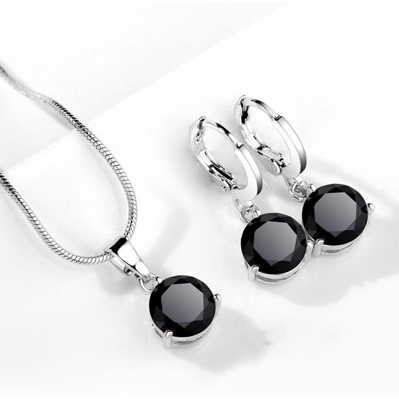 

Classic Wedding Jewelry Set For Women Multicolor Zircon Silver Color Earrings Necklace Fashion Gift Jewellery KCS256