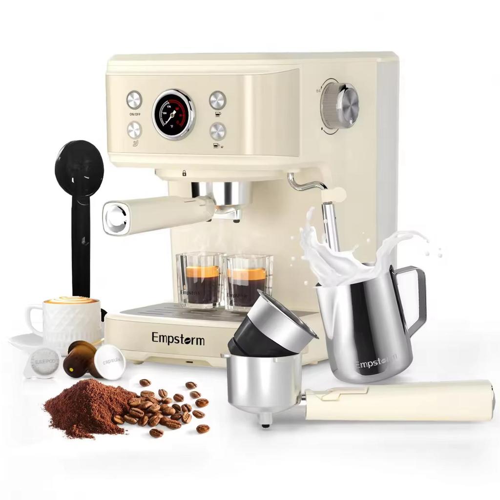 Empstorm 04E Portable Coffee Machine 20 Bar Semi-Automatic Espresso Machine Home Office Coffee Machines with Visible Water Tank