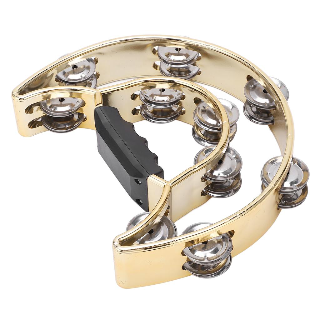 Doppelreihiges Handtamburin Metall-Tamburin mit plattierten Schellen Perkussions-Musikinstrument Gelb