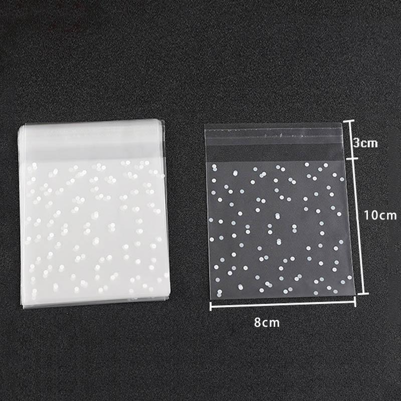 100Pcs Gift Packing Bag Plastic Biscuits Packaging Bread Baking Supplies White Dot candy Cookies Package Party wedding decor