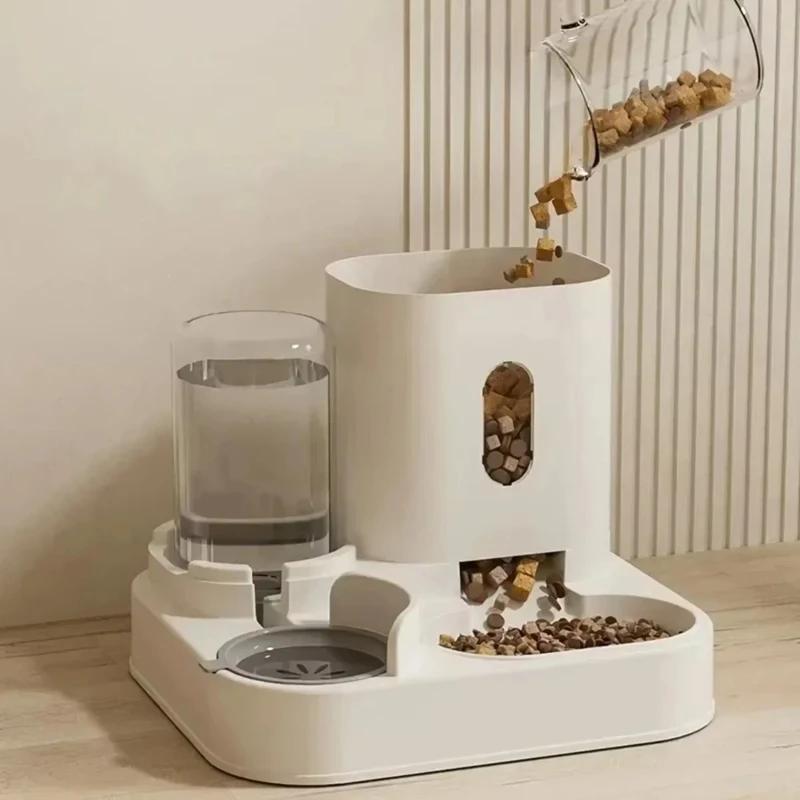 Automatic Feeder Dog Cat Food Bowl With 800ml Water Fountain Large Capacity Pet Food Storage Dispenser Container Pet Accessories