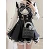 Youthful Age-reducing College Style Patchwork Long-sleeved Dress Heavy-duty Ruffle Hem Short Skirt Autumn Slimming Two-piece Set