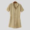 INCERUN Mens Casual Lapel Neck Short Sleeve Button Romper Jumpsuit