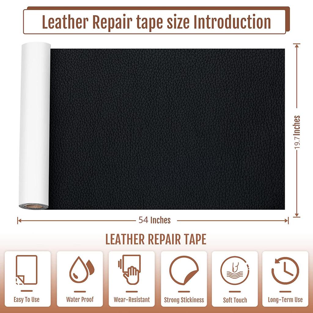 Self-Adhesive Furniture Shoes First Aid Patch Leather Patch DIY Black Self-Adhesive Leather Repair Tape for Sofa 50x137cm