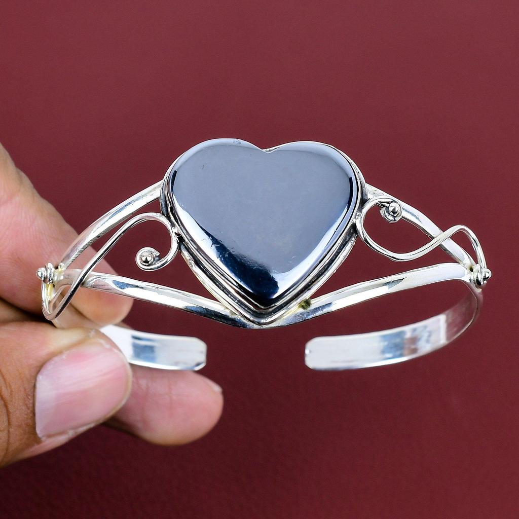 Shungite bangle gemstone adjustable cuff bracelet 925 sterling silver bangle unique design jewelry handmade birthstone bangle wedding gifts