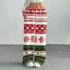 Women's Casual Christmas Print Lined Straight Leg Pants with and Elastic Waist