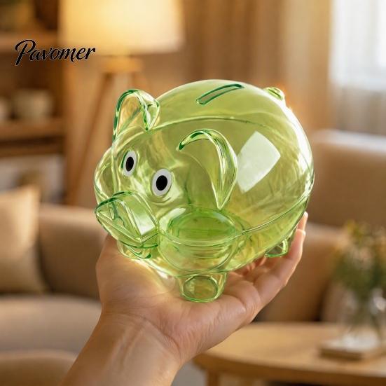 Plastik Sparschwein Unzerbrechlich für Kinder, Transparente Schweineform Bargeld Münz Geld Sparbehälter Bank, Kasten Kinderzimmer Schlafzimmer Dekor