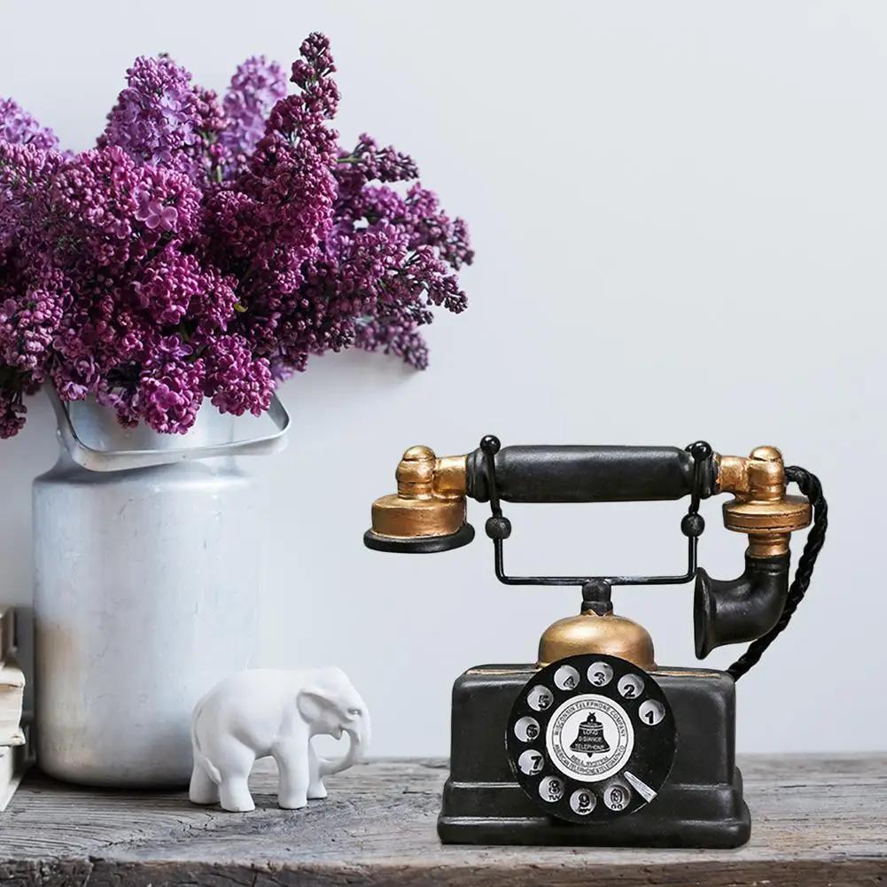 Antique Vintage Desktop Ornament Telephone Model Craft Bar Home Decoration Gift Elaborate Manufacture Prolonged Durable