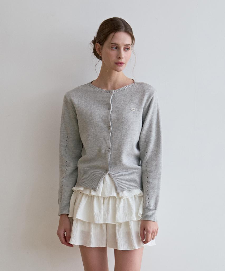 Oder Scallop Button Cardigan - Gray