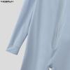 INCERUN Men High Neck Long Sleeve Zip-up Rib Jumpsuits Rompers Underwear