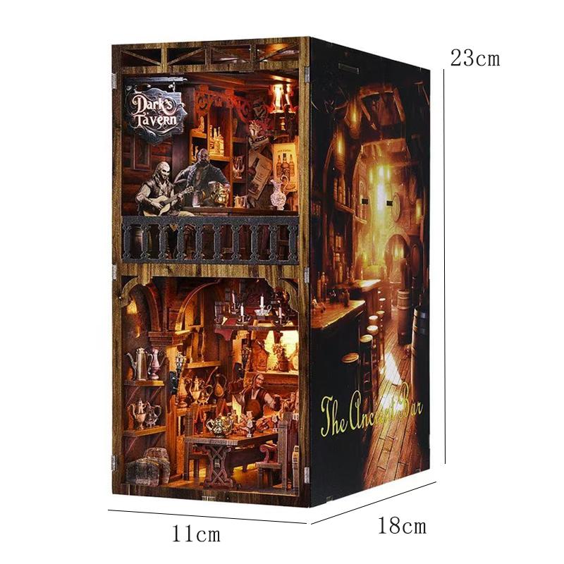 DIY Book Nook Kit Magic House Wooden 3D Puzzle Bookshelf Insert Decor Dollhouse Model Bookend Building Home Decoration Gifts
