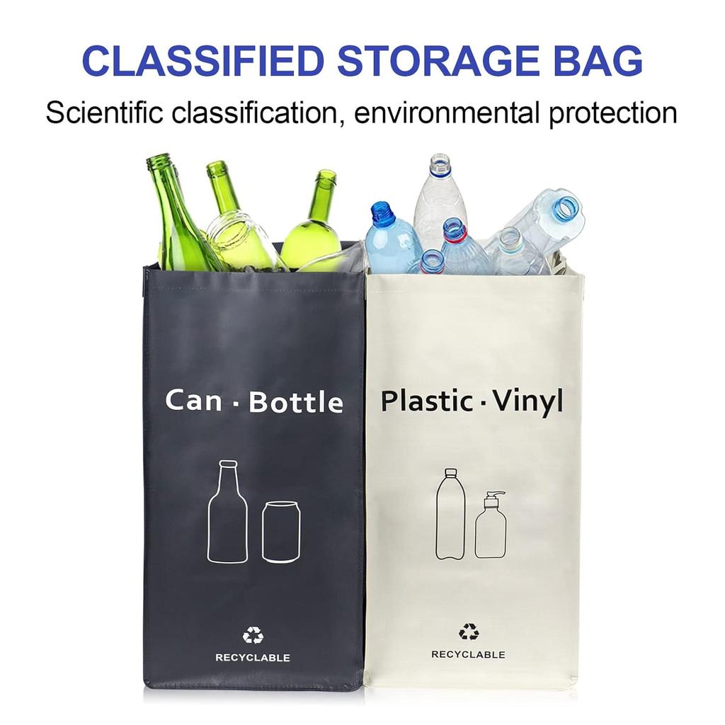 Recycling Bin, Separate Large Recycle B for Kitchen - Indoor Home Trash Bin, Recyclable Waste Trash Sorting Organizer, Durable, Washable, Affordable