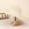 New Pastoral Hat Women's Lace Streamer Sunshade Straw Hat Rough Edge Large Brim Outdoor Sunscreen Sun Hat