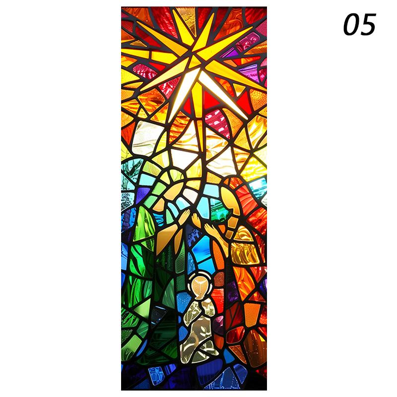 Europeisk Retro Kyrka Insynsskydd Fönsterfilm Färgglada Glasmålning Fönsterdekaler Ogenomskinliga Självhäftande Heminredning Konstdekaler