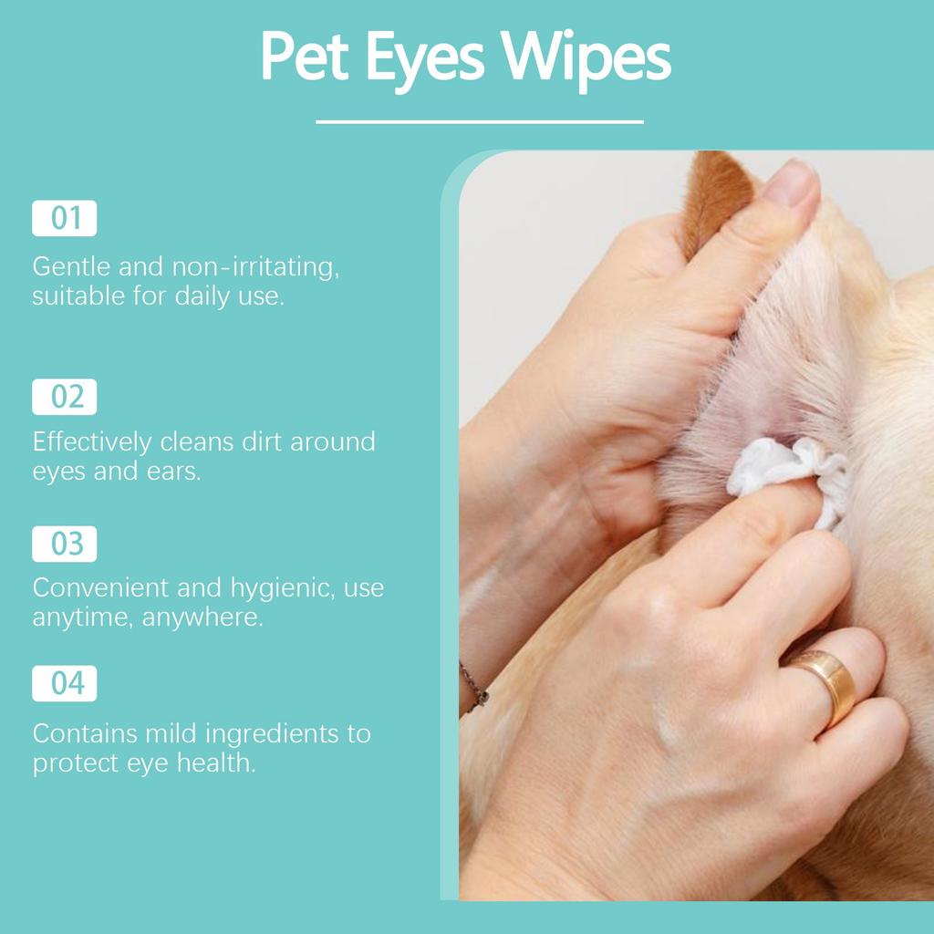 Cat And Dog Eye And Ear Cleaning Wet Wipes, Gentle  Pads For Removing Pet Tear Stains 10ml