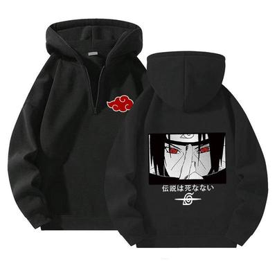 Anime japonés Naruto Sudaderas con capucha Hombres Kawaii Harajuku Manga Gráfico Cremallera Abrigos Uchiha Itachi Sasuke Impreso Streetwear Sudaderas Jerseys unisex Tops
