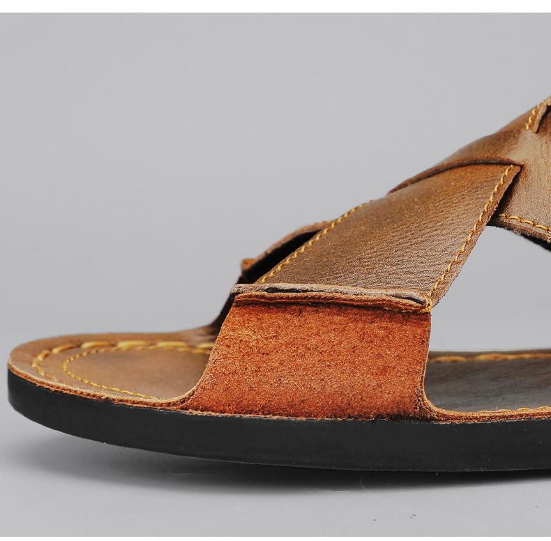 Infradito in Pelle da Uomo 2025 Open-Toe Sandali Casual da Spiaggia