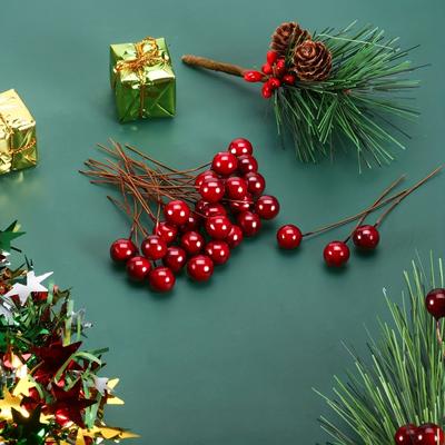 20 stücke Weihnachten Runde Ball Berry Simulation Schaum Obst Kirsche Kleine Rote Früchte Pfingstrose Obst Weihnachten Liefert Zubehör Berry Ornamente