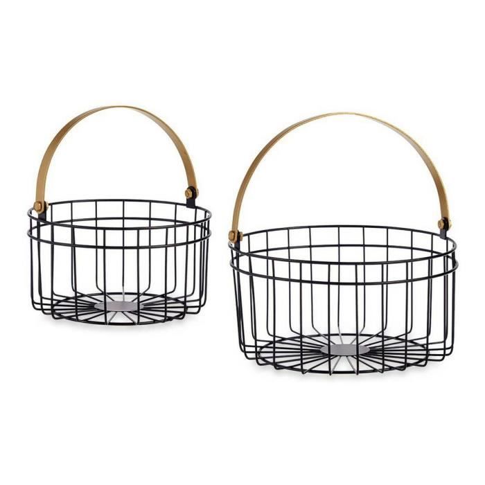 Panier - Ronde - Noir et Doré - Métal - 2 pcs