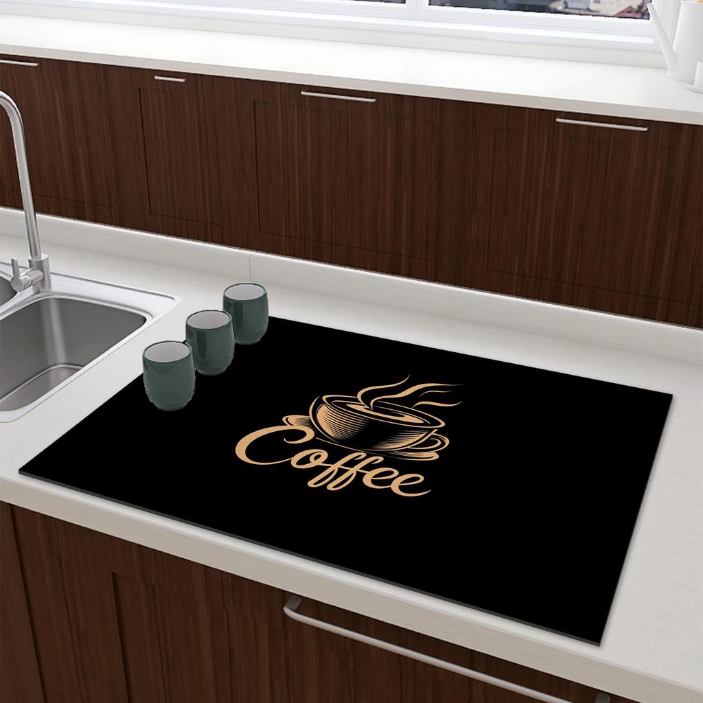 Kaffeemaschinenmatte Wasserdicht Küchen Geschirrtrockenmatten Rutschfeste Abtropfmatte Schnelltrocknend Geschirr Wasserhahn Essgeschirr Teppich