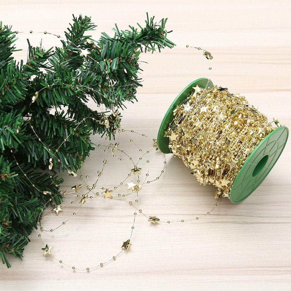 Plastic Star Beads Chain Electroplated Christmas Star Chain Decoration  For Diy Jewelry Making