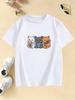Kawii Unisex Kids Cat Eat Ramen Design T Shirts Manga Kids Childrens Tshirt Boys Girls Summer Spring Casual Top Tee