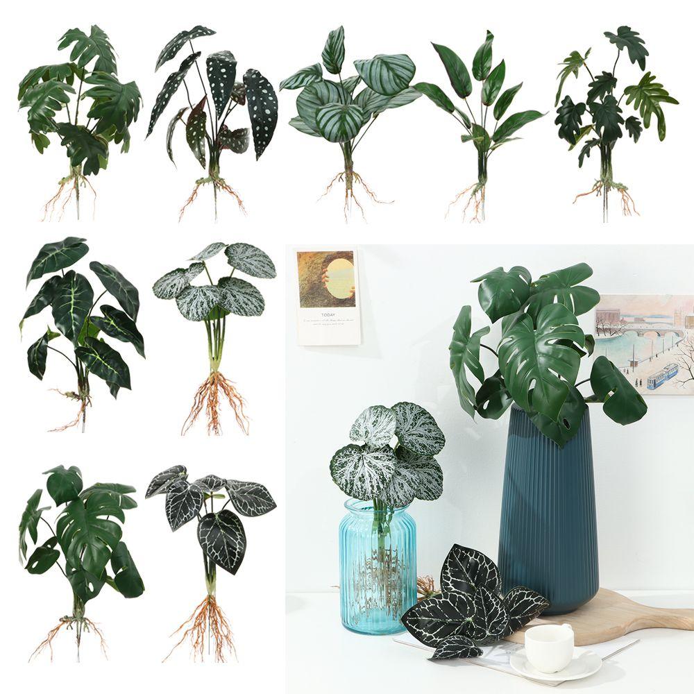 Artificial Hydroponic Plants Simulation Greenery With Root Plant Wall Home Office Shop Decor Desktop Ornament Photography Party
