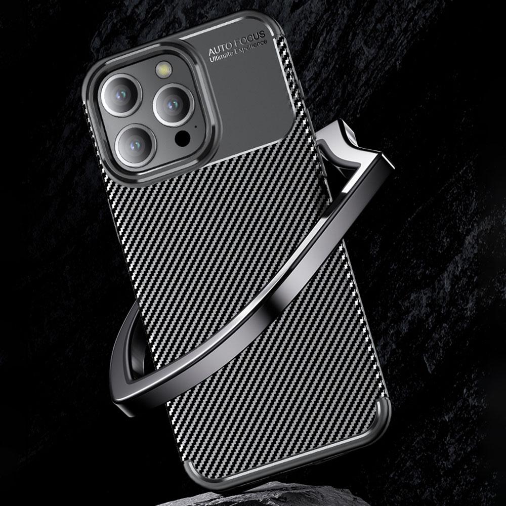Soft TPU Phone Case for iPhone 15 Pro Max,Anti-scratch Carbon Fiber Texture Phone Cover