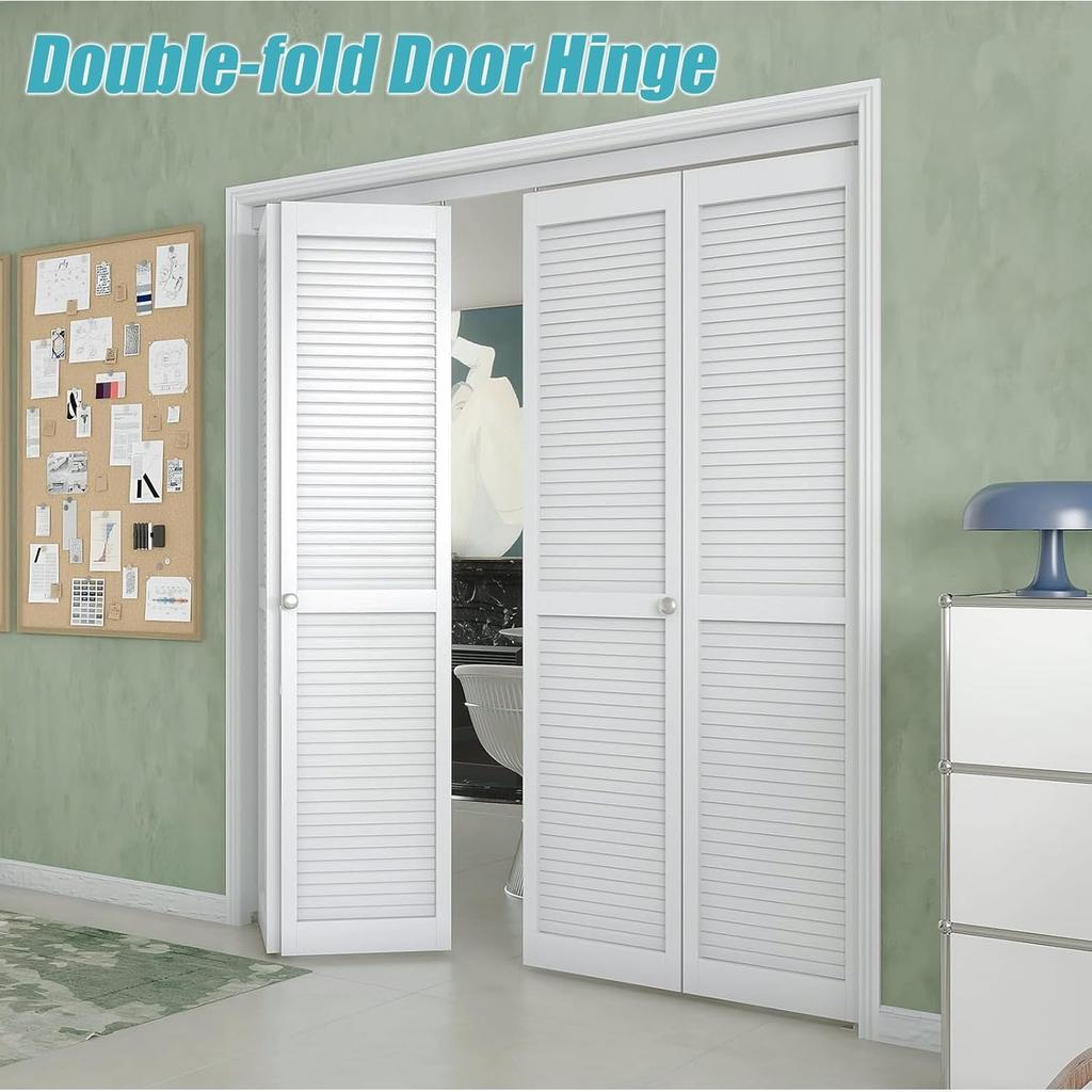Kit Binario per Porta a Soffietto, 2 Set Kit di Riparazione Ferramenta per Porte a Soffietto Parti di Ricambio per Porte Pieghevoli Include Perno Superiore Inferiore, Staffa