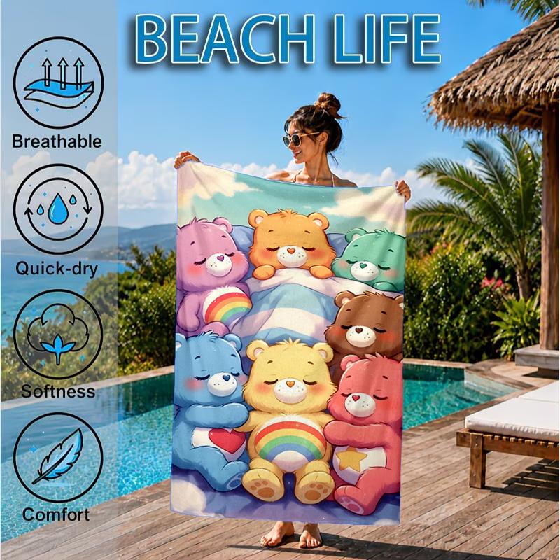 Rainbow Bears Beach Towel, Microfiber Beach Towel, Perfect For Pool, Beach, Travel, Home Decor Beach Party Fan gifts
