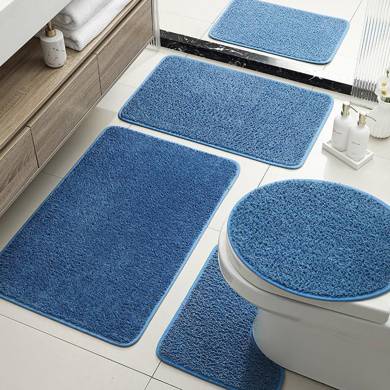 Hot-Selling Bathroom Luxury Set Floor Mat Imitation Cashmere Solid Color Toilet Seat Toilet Bathroom Absorbent Non-Slip Mat