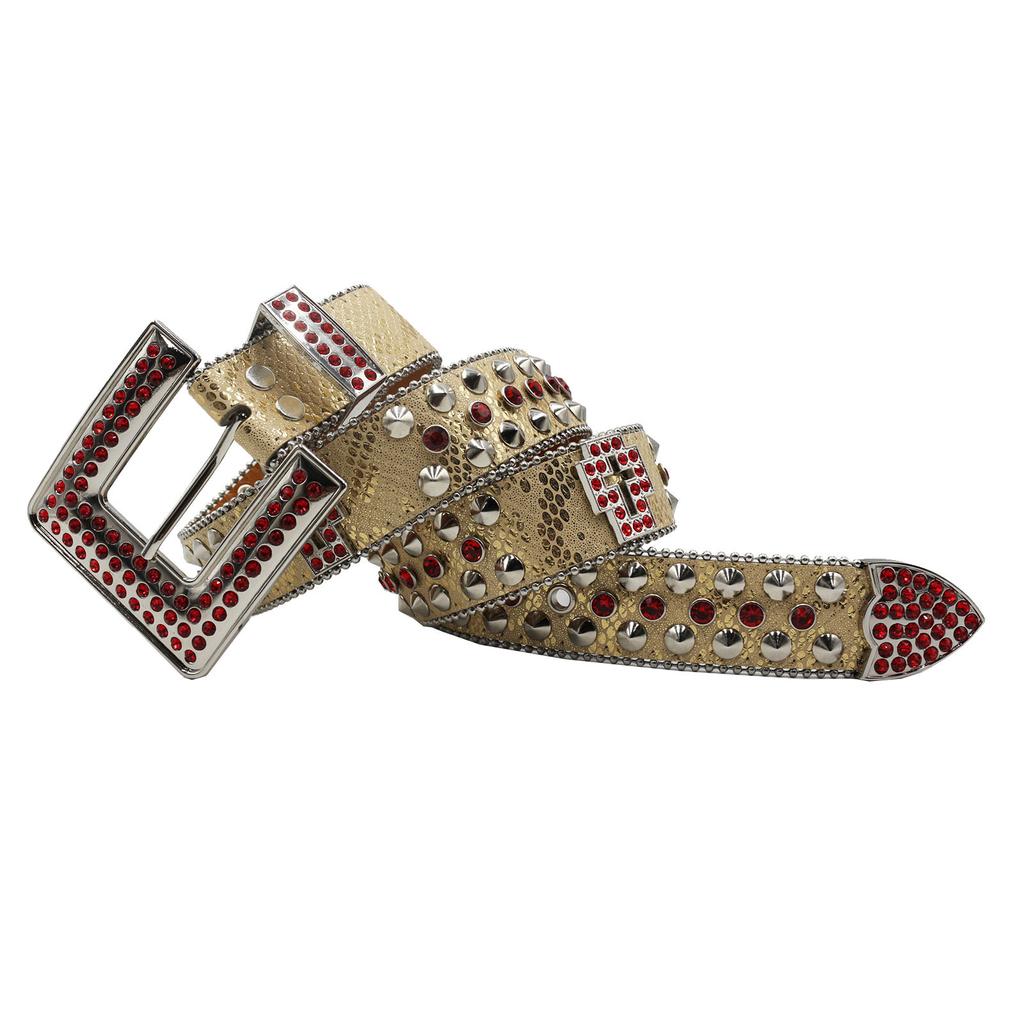 Rhinestone Belt Men and Women's Belt Alloy Pin Buckle Personalized Street Punk Fashion Versatile Trendy Pants