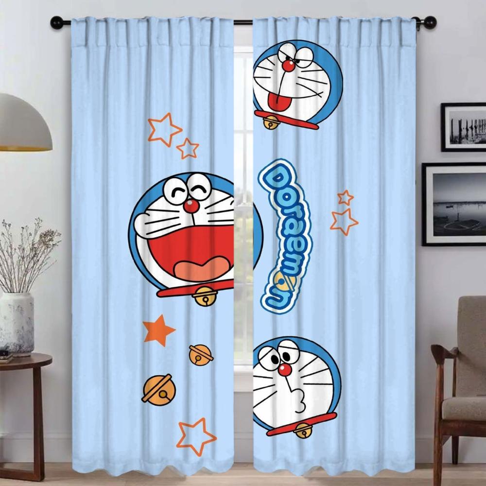 Doraemon Zasłona Zaciemniająca do Pokoju 2 Panele Zasłony Wnętrza Domu Tiul do Sypialni Dekoracja Halloween Przegroda Żaluzje Salon