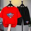 Fashion Men's T-shirt Shorts Set Funny Skull Printed Men's Short Sleeve Tops Shorts 2pcs Summer Men Women's Outdoor Casual T-shirt Sets