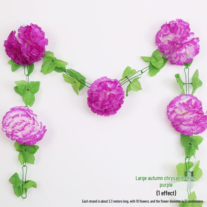 Artificial Chrysanthemum Vines for Cemetery and Memorial Decor - Silk and Plastic Hanging Floral Decoration