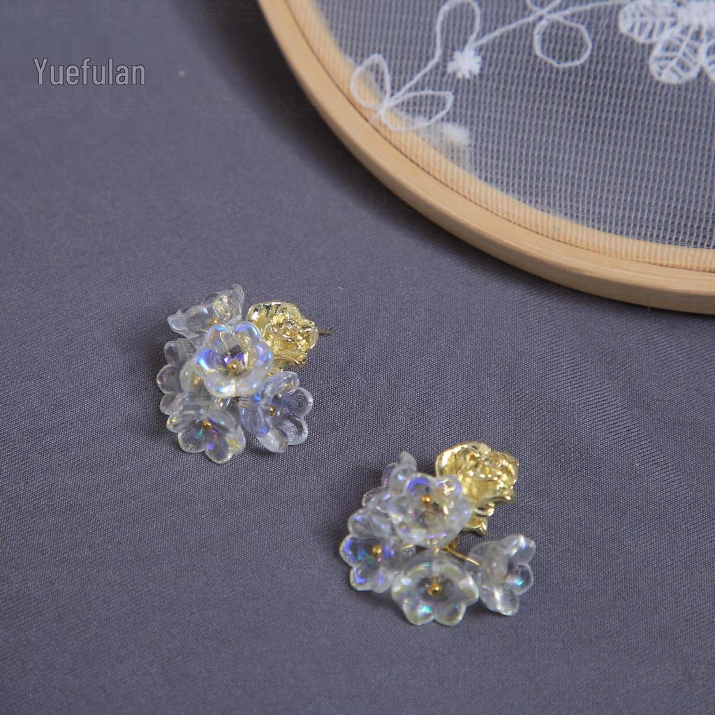 Colorful Lily of the Valley & Lotus Pod Imitation Jade Earrings - Chinese National Style