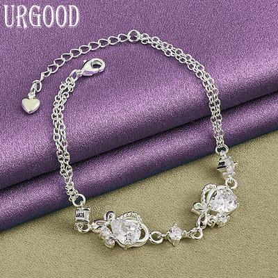 925 Sterling Silver Heart AAA Zircon Bracelet For Women Wedding Charm Jewelry