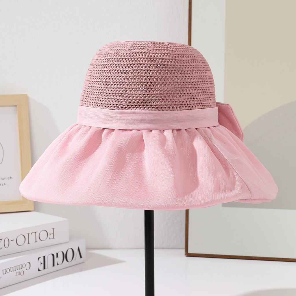 Big eaves anti-ultraviolet colored glue bucket hat women's high-end beach hat summer sun hat show face small spring