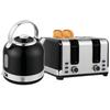 Polished Stainless Steel Kettle and Toaster Set - Black