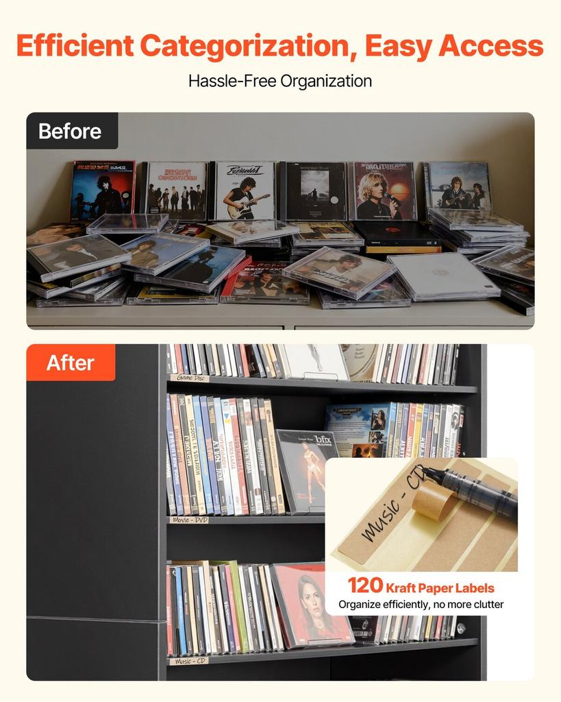 Media Storage Cabinet, 7-Tier DVD Shelf Organizer, 70 X 30 X 140 Cm Multimedia Storage Organizer for CDs, DVDs, Books and Games, CD Shelf for Living