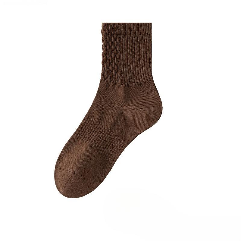 Female Autumn and Winter Pure Color Draw Waist Boneless Exercise Breathable Sweat Absorbing Tube Cotton Socks