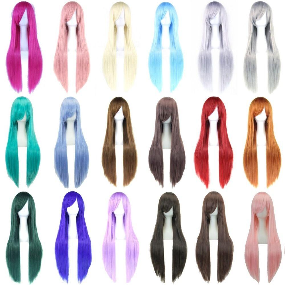 80cm Long Synthetic Hair Heat Resistance Anime Straight Hairpiece Halloween Cosplay Wigs for Women
