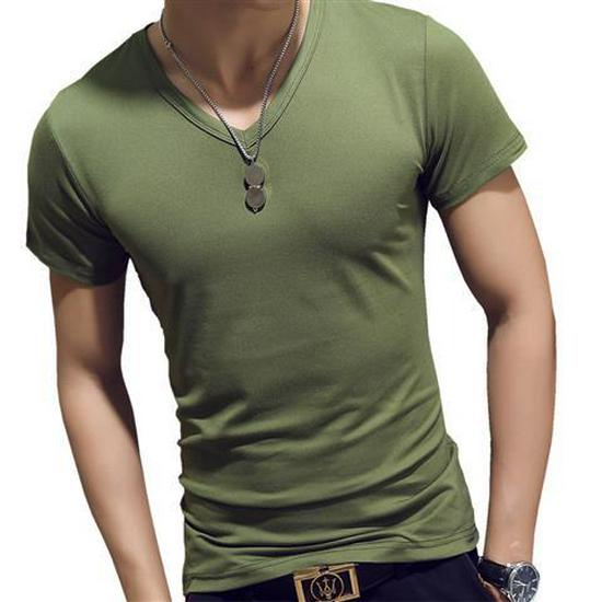 Men's Slim Fit Solid Color Short-Sleeve T-Shirt, Round Neck, Black/White Trend