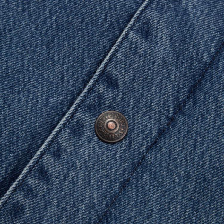 Levis FW21 Baseballkragen Einreihig Wendbar Lässige Jeansjacke Herrenjacken Blau A1941-0000