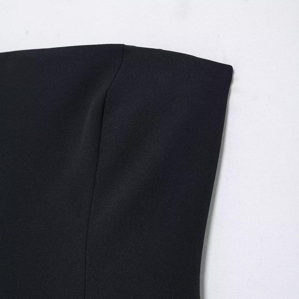 Spring 2025 Women's Slimming Strapless Long Dress with Stitching Design