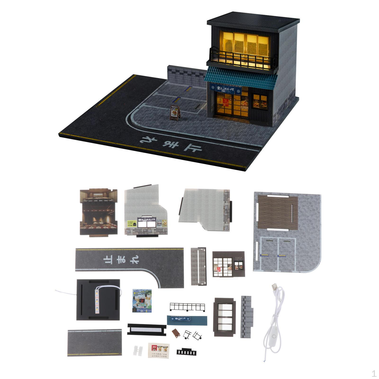 

1:64 Parking Lot Mini Car Garage Decorative Ornaments Scenery Nonslip Japanese Restaurant Scene