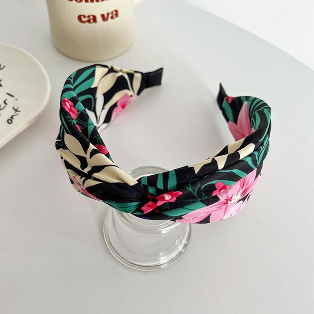 PROLY New Fashion Headband For Women Wide Side Flower Headwear Cross Knot Casual Bohemia Turban Hair Accessories