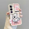 KEYSION Cartoon Cute Plush Embroidery Case for VIVO V40 Lite with Lanyard PU Leather Shockproof Phone Cover for VIVO Y200 5G Y19S