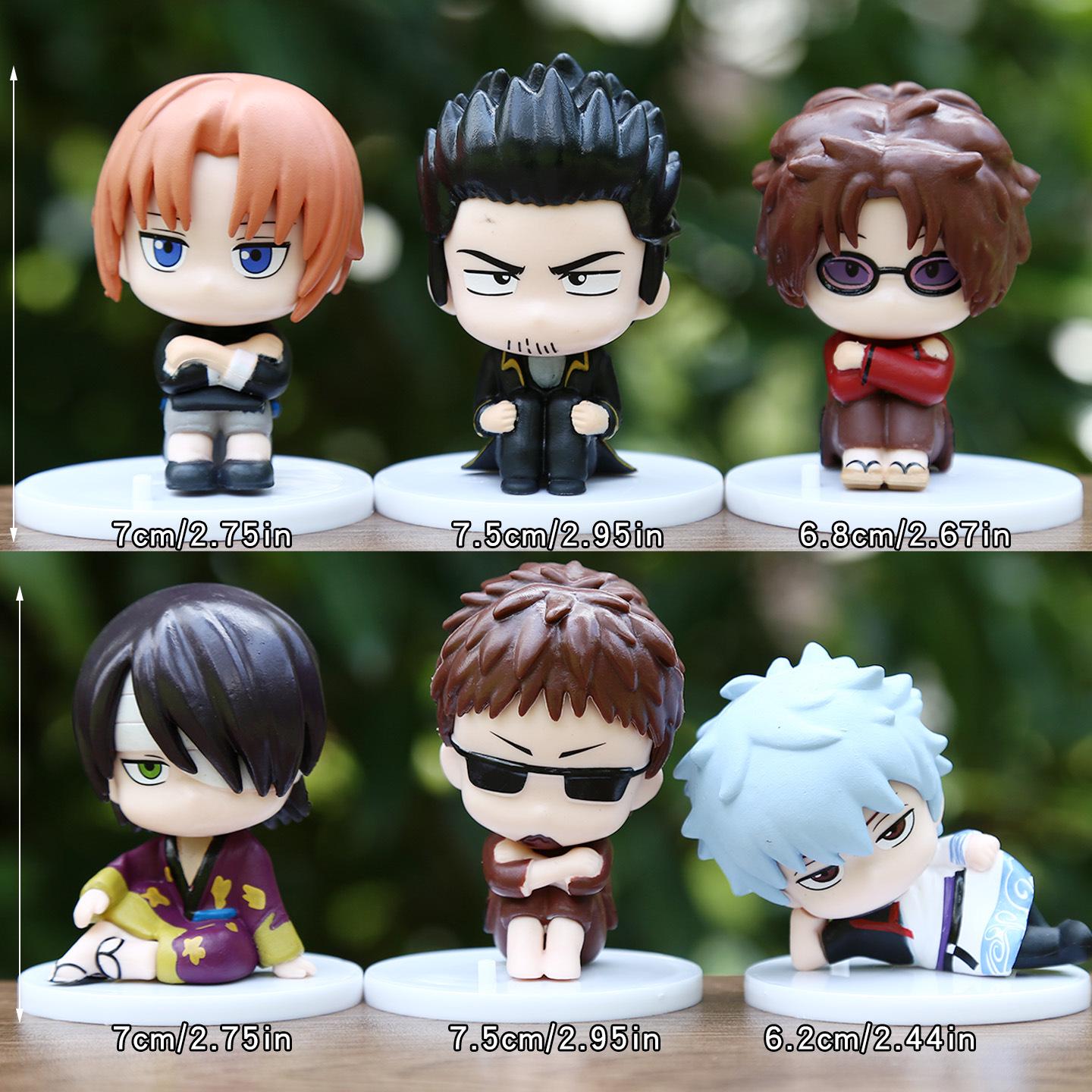 Japanese Anime Gintama Sitting Pose Q Version Blind Box Figure for Desktop or Car Decoration. 6 Figures Sitting Pose
